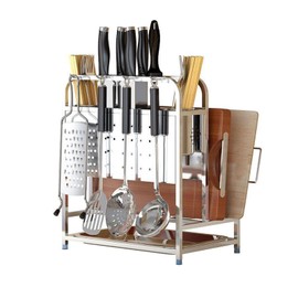 Kitchen Utensils Organizer Stainless Steel Cutting Board Chopsticks Spoons Kitchen Countertop Storage Rack