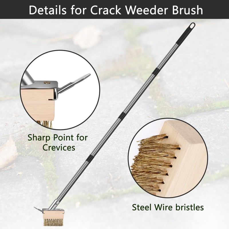 mcwdoit Crack Weeder Tool, Weed Puller Tool with 2 Heads&Scraping