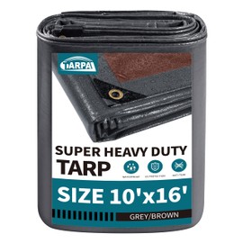 TARPAL tarp 10x16 Feet Super Heavy Duty Tarps Cover 20mil Waterproof UV Protection Rip and Tear Proof Tarpaulin with Grommets(Grey/Brown)
