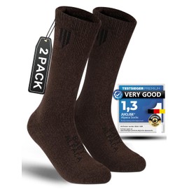 Juclise Alpaca Wool Thick Thermal Winter Hunting Boot Socks 2 Pack Hunting Hiking Moisture Wicking (US, Alpha, Large, Regular, Regular, Camel)
