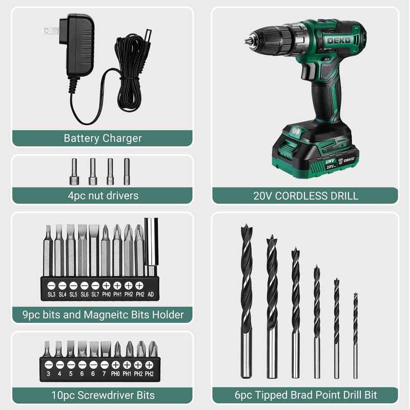 Power Drill Cordless: DEKO PRO Cordless Drill 20V Electric Power