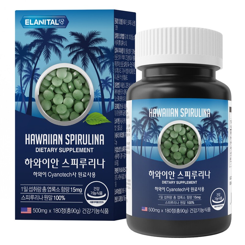 Elenital Hawaiian Spirulina 500mg / 엘레니탈 하와이안 스피루리나 500mg X