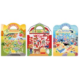 Sticker Books for Kids, 95+ Reusable Puffy Stickers, Farm, Dinosaur, Ocean Animals, Airplane Travel Toys for Toddlers Over 3 Years Old Road Trip Activities for Kids, Stickers for Kids, Sticker Book