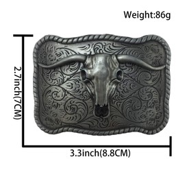 XGALBLA Vintage Western Cowboy Rodeo Pattern Flower Bull Skull Belt Buckle for Men