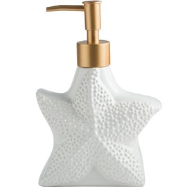 Kelendle Nautical Shell Ceramic Soap Dispenser White Hand Soap Dispenser Shampoo Dispenser with Golden Pump Lotion Bottle for Bathroom Kitchen Bedroom Home D¨¦cor