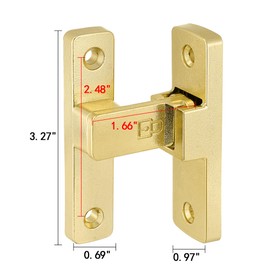INIRET 2 Packs Gold 90 Degree Barn Door Lock ，Premium Zinc Alloy Latch - Flip Gate Latches ，for Cabinets, Bathroom, Barn & Garden Doors - Secure Sliding Door Hardware