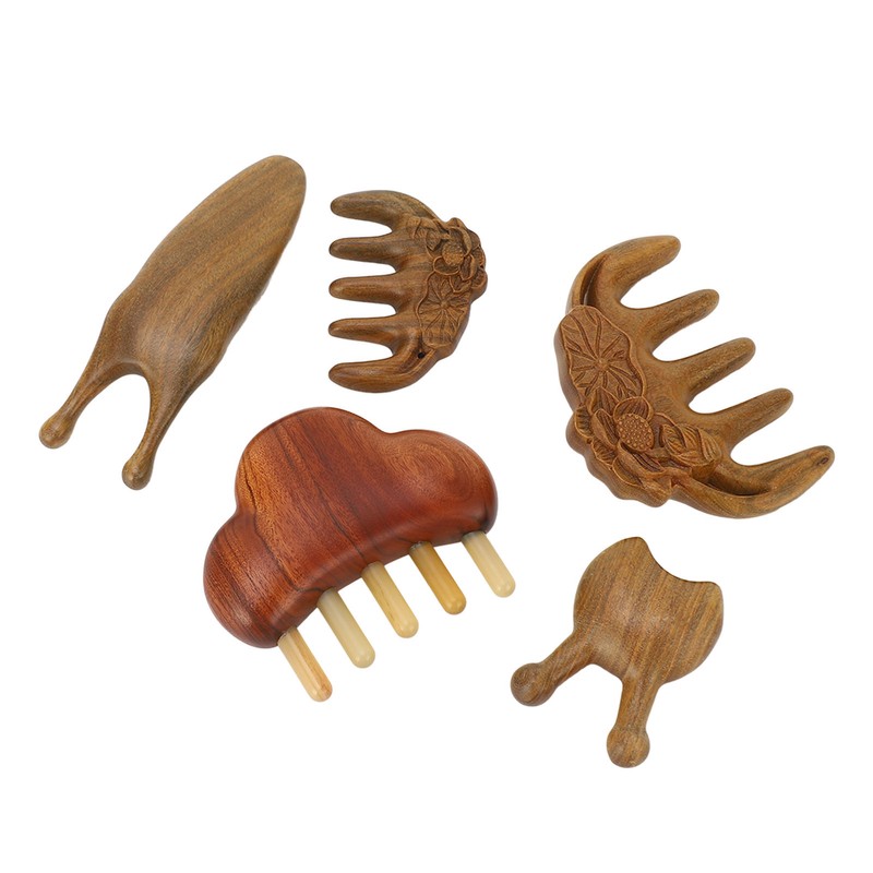 Meridian Massage Tool Kit Wood 3pcs Meridian Comb 2pcs Nose