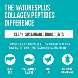 NaturesPlus Collagen Peptides Powder Unflavoured - Sustainable Hydrolysed Collagen Supplement, 6 Major Types of Collagen - Gluten Free, Halal, Ethically Sourced - 588 g
