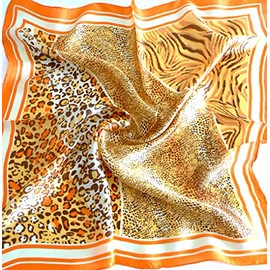 Leopards 100% Charmeuse Silk Scarf Bandana Headband by Silksalon A956