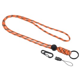 PATIKIL Paracord Lanyard 50 cm, Necklace Keyring Cord Metal Clasp Hook Ring Strap for Keys Whistle ID Card Holder Camouflage Orange