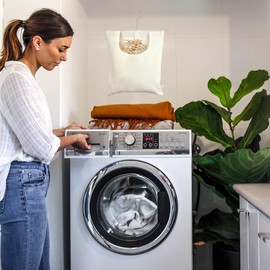 Clothes Peg Bag, Linen Peg Bag for Clothespins, Clothes Pegs Bag with Hanging Hook for Home, Balcony, Travel, Portable, 32 x 27 cm