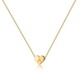 Turandoss Heart Initial A Necklace for Women, 14K Gold Plated Jewelry