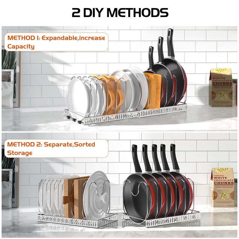 Housolution Pot and Pan Organizer Rack for Cabinet, Stainless Steel