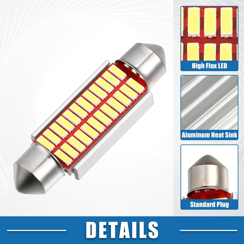 X AUTOHAUX LED Festoon Light White 41mm 211 212 24SMD