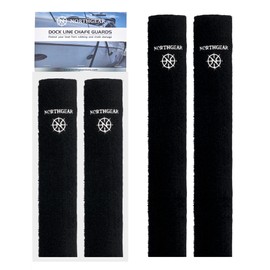 Northgear Boat Chafe Guards for Dock Lines 24" Lenght (2 Pack) - Ultra-Strong Removable Rope Covers, Heavy Duty,Navy UV Resistant, Eliminates Line Squeaking and Prevents Rope Chafing… (Black)