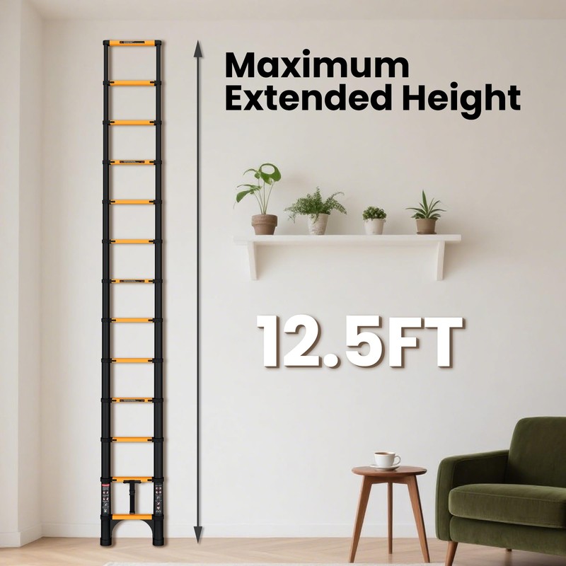 SINMEIRUN 12.5 FT Telescoping Ladder, ANSI Certified, Type IA Heavy