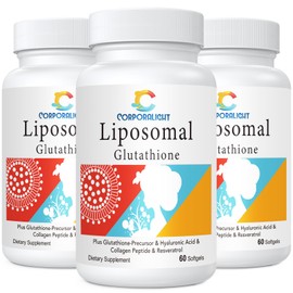 CORPORALIGHT Liposomal Glutathione – High Potency, Glutathione Supplement, with Hyaluronic Acid, Collagen Peptides, and Resveratrol, Ultimate Antioxidant - Energy, Skin & Detox, 180 Softgels