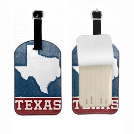 Zoczos Texas State Leather Suitcase Tags Identifiers Vintage Style Flag Grunge Abstract Distressed Banner Leather Luggage Bag Case Tags with Name ID Card for Travel Bags Schoolbag Handbag, 1 Pack