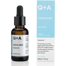 Q+A Aceite facial de escualano. Un aceite facial súper hidratante, vegano derivado de aceite de oliva. 30ml/1fl.oz