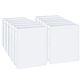 CIXILDTS 1-inch Round Ring Binder, Standard 3 Ring Binder Fit Letter Size Paper, Presentation View Binders, White,12-Pack