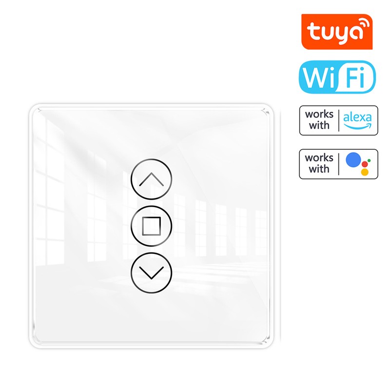 Tuya Wifi Intelligent Curtain Switch Arc Glass Touched Screen Curtain