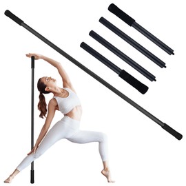 Yoga Stick 5ft Mobility Stick, Sturdy Steel Exercise Bar Adjustable Stretching Stick for Mobility, Training, Flexibility and Balance, Versatile Stretch Bar with 4 Steel Rods & Foam Handles