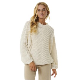 Rip Curl Women's Classic Surf Knit Pullover Crew Sweater, Bone, Large