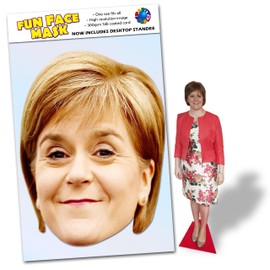 Party People 1 x Nicola Sturgeon - Ready To Wear Celebrity Face Mask Includes Freestanding 20cm Desktop Standee Card Cutout - Standee Nicola S