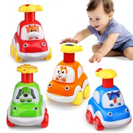 AESTEMON Car Toy from 1 Year Boy, Pack of 4 Toy Car Children's Toy from 1 Year 2 3 Years Boy, Press & Go Animal Toy Car Children Baby Toy Gift Boy 1 2 3 Year Girl