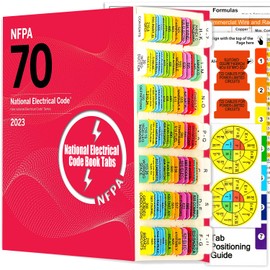 2023 National Electrical Code NEC Colored Tabs, 140 PCS Laminated Waterproof NEC Tabs (Book Not Included) with Wire Chart/Formula Guide, 2 Ohm's Law Stickers, Alignment Guide