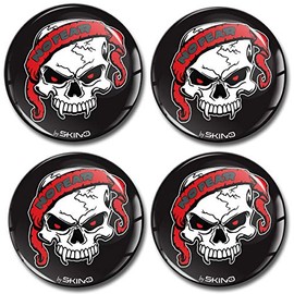 Biomar Labs® 4 x 55mm 3D Domed Car Wheel Centre Rims Hub Skull No Fear Vampire Stickers Decals For Caps Vehicle Auto Tuning Emblem A 4255 Z