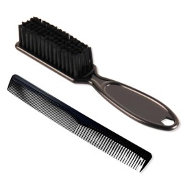 2 Pcs Black Handle Comb 1 Brush and Comb Soft Natural Bristles for Hair and Beard Styling