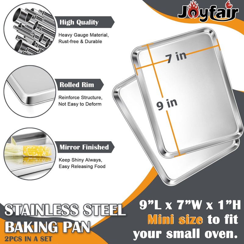 9 Inch Baking Sheet Pan Set (2Pcs), Joyfair Stainless Steel