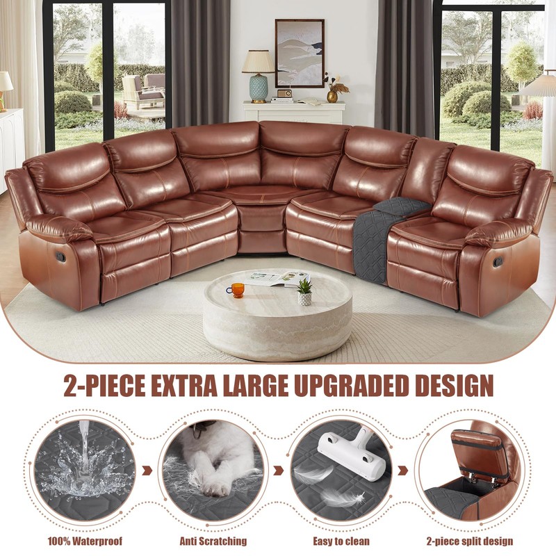 VANSOFY Extra Large Reclining Sectional Couch Covers, Waterproof 5-Piece Sofa