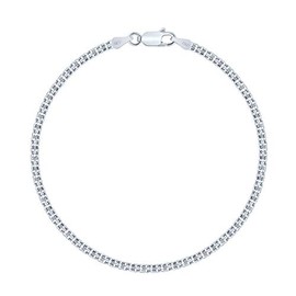 PLANETYS - Bismarck Chain Bracelet 925 Sterling Silver Rhodium-Plated 2.4 mm Wide Various Lengths 18-19-20-21 cm, One size, Sterling Silver, without stone