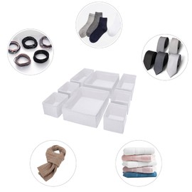 Puricon Drawer Organisers Storage Box for Underwear Clothes, Foldable Fabric Wardrobe Drawer Closet Divider Cubes Containers for Underwear, Bras, Socks, Scarves and Ties -White