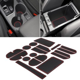 SENSHINE Cup Holder Insert for Subaru Crosstrek Accessories 2024 Impreza Accessories 2024 Center Console Liner Door Pocket Non-Slip Anti Dust Pad Premium Interior 18Pcs Set (Red Trim)