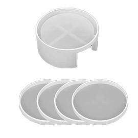 Greensen 5 Moldes de Resina para Posavasos, Redondos de Silicona, Juego de Resina Epoxi