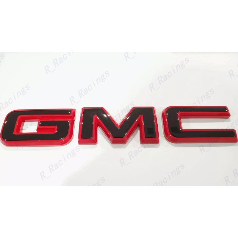 Auto Front Rear Gloss Red Black Emblem Overlay 2019+ GMC