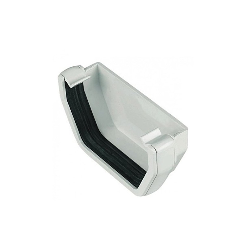 FLOPLAST 114mm Square Gutter External Stop End - White