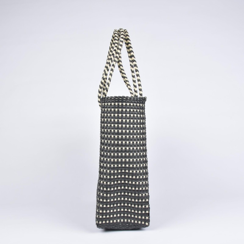 [Uniqute] Mercado Bag, Large, Mexico, Handmade, Kingham_Black x Cream