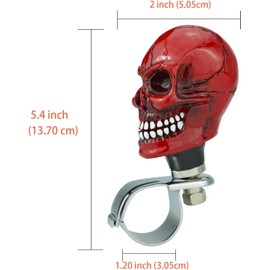 Arenbel Skull Steering Wheel Knob Spinner Car Driving Assist Handle Fit Most Agricultural Tractors Forklifts Lawn Mowers Boats, Red