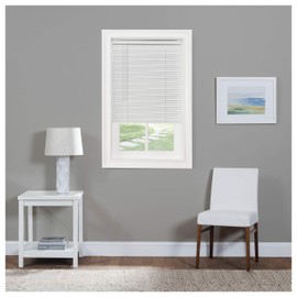 Serenity Home Cordless Mini Blind - 1 in. Light Filtering Window Shades - Vinyl Window Horizontal Mini Blind (White, 23x64)