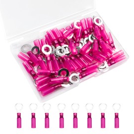 50 PCS Heat Shrink Wire Connectors, 22-16 AWG Ring Terminals Waterproof, 22-16 AWG 5/16" Stud(M8) Wire Terminals Marine Automotive