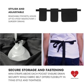 Mastectomy & Post Surgery Drain Carrier Belt & Shower Holder (Two Pack Black/Navy)