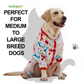 LovinPet Giant Large Dog Pajamas, Big Dog Surgical Recovery Shirt, Lightweight Pullover Dog Pajamas, Stop Shedding for Dogs, Pet PJ's, 3XL
