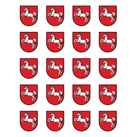 Sticker 25 mm Pack of 20 Coat of Arms Germany Lower Saxony DE NI for Car, Laptop and More