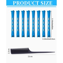 YATEICBC Pack of 40 Small Perm Curlers, 0.35 Inch Perm Set, Blue Curlers Small, Combs Included, Women's Curlers, Curls Styling Tools