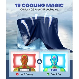 Ice Cooling Pillow Cases for Hot Sleepers, Stay Cool All Night, Smoother Than Silk Pillowcase, Luxurious Covers w/Hidden Zipper for Hair Skin, Birthday Gifts for Men Women Mom (Navy Blue, Standard)