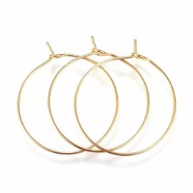 Unbranded 10 pcs. 304 Stainless Steel Gold Plated Wine Charm / Earwire Hoop Rings – 40mm (